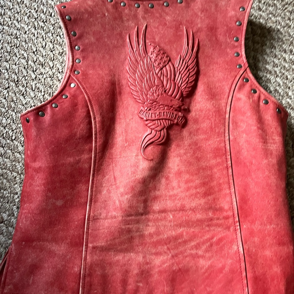 Harley-Davidson Red Leather Vest Women’s NEW WITH tag